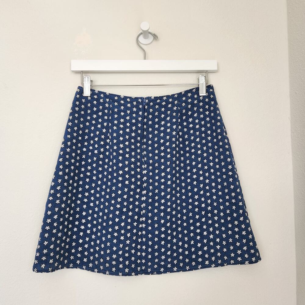 Vintage 90s Ultra Pink Blue Daisy Floral A-Line Mini Skirt XS - Picture 6 of 9